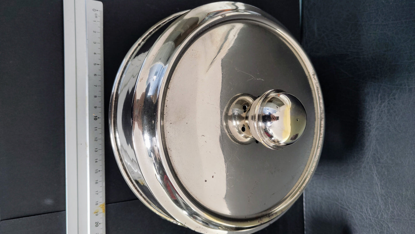 Pair of vintage chrome plated dove pans